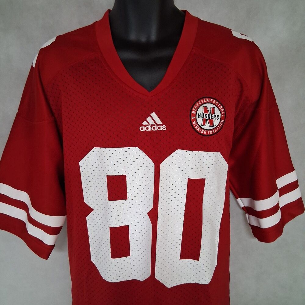 Adidas Nebraska Cornhuskers Football Jersey Men's XL Red #80 - Picture 3 of 9